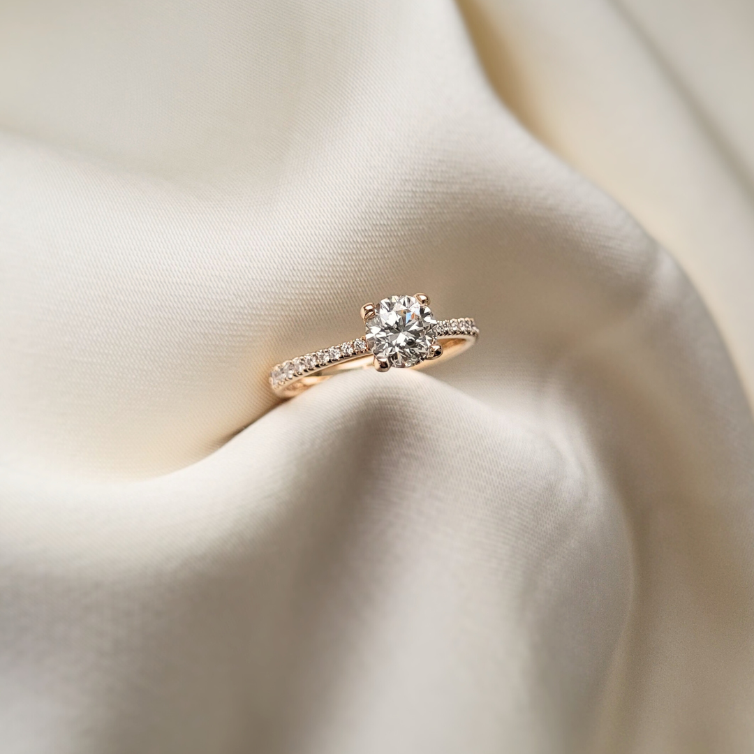 Bespoke Diamond Solitaire Tapered Pavé Ring