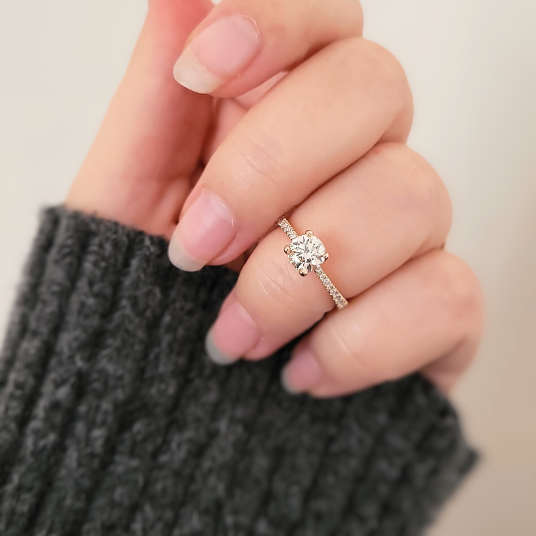 Bespoke Diamond Solitaire Tapered Pavé Ring