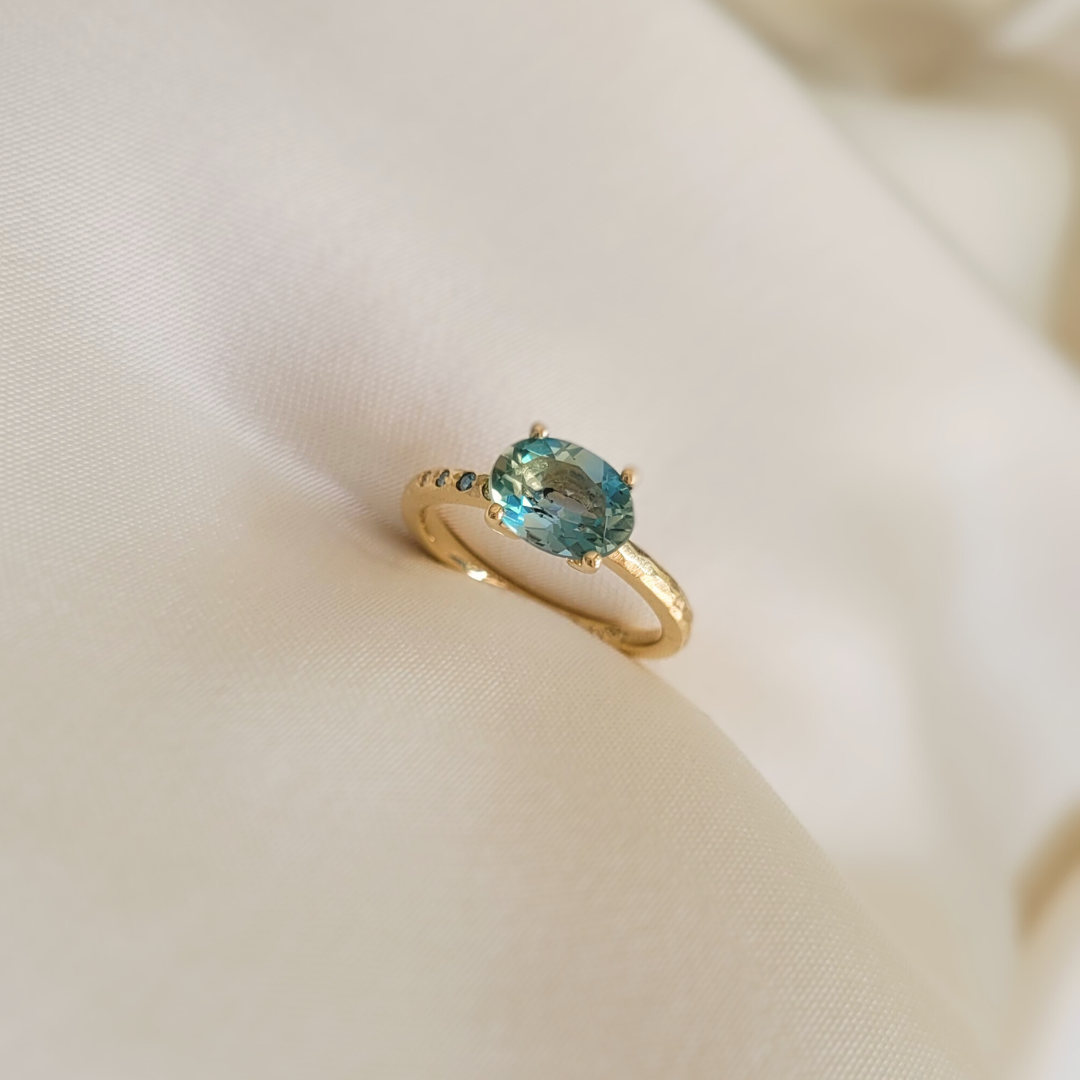 Bespoke Topaz and Diamond Gypsy Ring